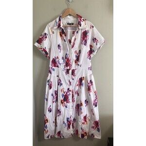 Women's Prabal Gurung White Multicolored Floral Print Dress Size 1X